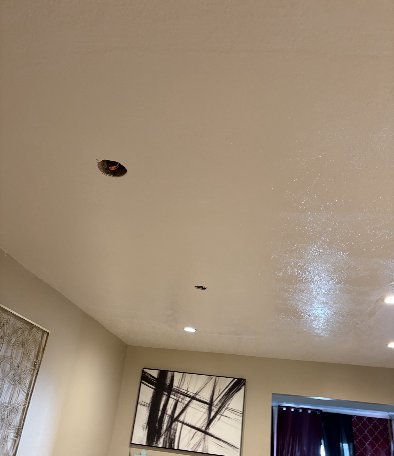 Repaired and refinished ceiling after drywall installation
